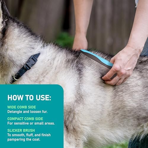 Maxpower Planet Pet Grooming Brush - Double Sided Shedding and Dematting Undercoat Rake Comb for Dogs and Cats,Extra Wide (C2 - Brush & Comb, Large) - Image 4