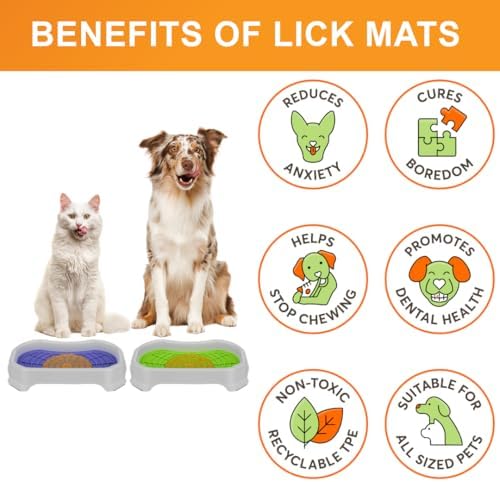 Neater Pets Neat-LIK Dog Lick Mat w/Mess-Proof Tray, Lick Mat for Dogs, Cats, Puppy, Reduces Anxiety & Boredom, Peanut Butter Slow Feeder, Interactive Treat Licking Pad (Purple & Green/Vanilla Bean) - Image 4
