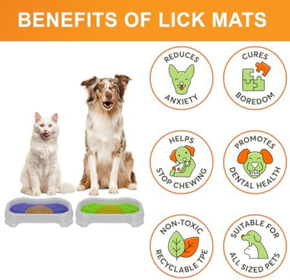 Neater Pets Neat-LIK Dog Lick Mat w/Mess-Proof Tray, Lick Mat for Dogs, Cats, Puppy, Reduces Anxiety & Boredom, Peanut Butter Slow Feeder, Interactive Treat Licking Pad (Purple & Green/Vanilla Bean) - Image 4