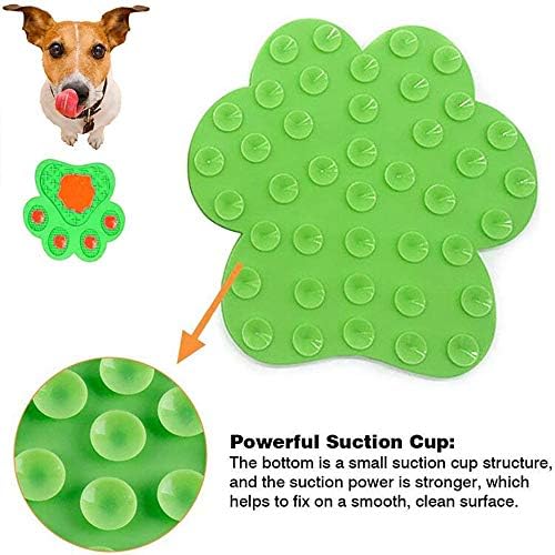 Dog Licking Mat for Anxiet Peanut Butter Slow Feeder Bowls Licking Pad with Strong Suction to Wall for Pet Bathing,Grooming,and Training (Green) - Image 3