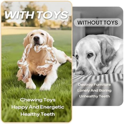 PetiFine Dog Rope Toys for Large/Medium Dogs,Natural Cotton Tug of War Toys - Image 6