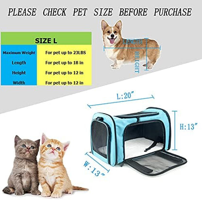 Soft Sided Carrier for Small Medium Cats Dogs,Removable Pad Collapsible Travel Pet Carrier Large Blue - Image 4