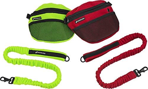 ActiveDogs Dog Handler Bag w/Bungee Leash, Water-Resistant Adjustable Treat Bag + Hands-Free 36"-52" Leash Combo - Purple Fleece