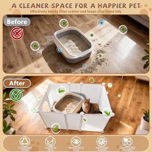 FHTONGE Extra Large Cat Litter Box Enclosure with Door, Protect Wall Floor - Image 2