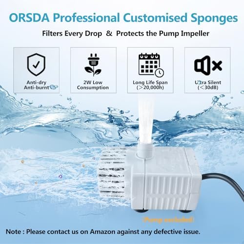 ORSDA Pet Water Fountain Replacement Pump Filters - Compatible with All ORSDA/ZeePet Stainless Steel Dog and Cat Water Fountains (6Pcs Black Pump Filters) - Image 5