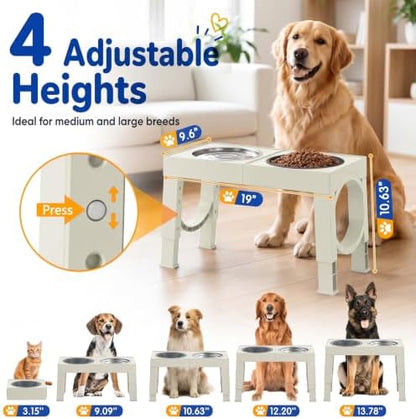 XIAZ Elevated Dog Bowls Large Breed Raised Dogs Bowl Stand Large/Medium Sized Dog Slow Feeder Dogs Bowls Food Water Stands 5 Heights Adjustable 9/11/12/14in Pet Feeder Dish Station - Image 2