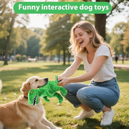 Plush Squeaky Dog Toy, Stuffed Dinosaur Interactive Chew Toy for Puppies Small Medium Dogs, Keep Them Busy & Anxiety Relief Cuddle Toy - Image 6