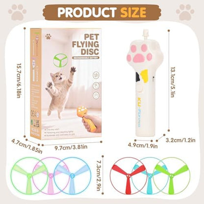 Cat Fetch Toy, Flying Disc Launcher with 6 Flying Discs - Image 2