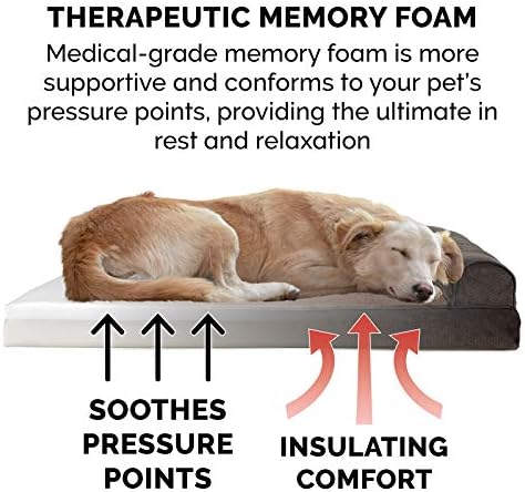 Furhaven Memory Foam Dog Bed for Medium/Small Dogs w/ Removable Bolsters & Washable Cover, For Dogs Up to 35 lbs - Sherpa & Chenille Sofa - Coffee, Medium - Image 5