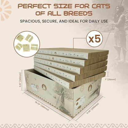 5 Pack Cat Scratching Boards | Reversible Cardboard Cat Scratcher with Catnip | Corrugated Cardboard cat Scratcher | Indoor Cat Scratch Pad | Durable Cat Scratcher Box | 16.34" L x 11.42" W x 5.51" H - Image 4