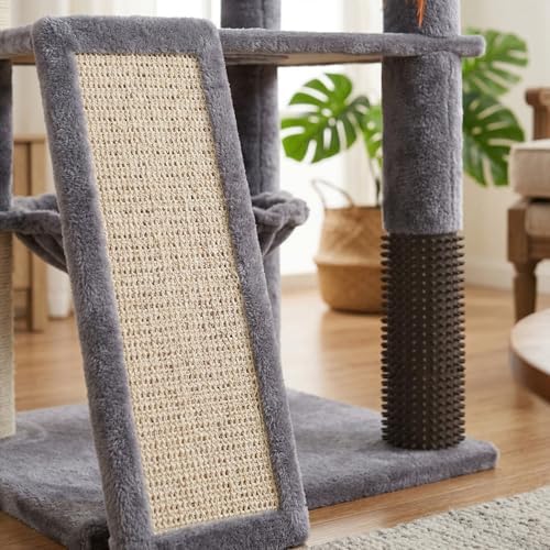 Multi-Level Cat Tree for Indoor Cats, Cat Tree Tower with Big Cat Hammock and Self-Grooming Brush, Cat Tower with Scratch Ladder, Indoor Climbing Activity Tower with Scratching Posts, Grey - Image 5