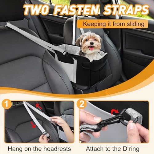 Portable Dog Car Seat for Small Dogs, Puppy Car Seat, Black - Image 5