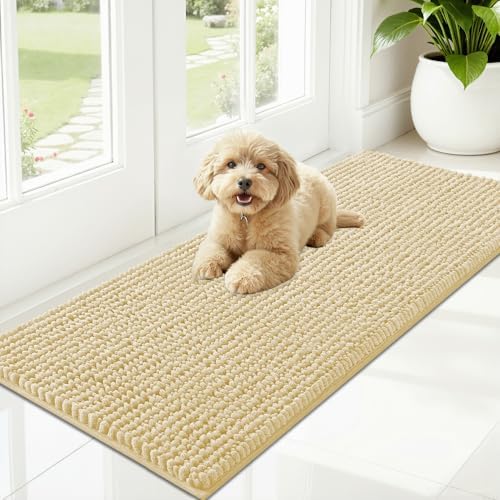 OLANLY Dog Door Mat for Muddy Paws 47x20, Extra Absorbent Chenille Mud Mat by OLANLY