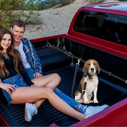 Truck Bed Dog Tether for Two Dogs,Ratchet Tightening Adjustable Double Safety Truck Bed Dog Leash System for Pickup, SUV, Cars & Trucks - Image 7