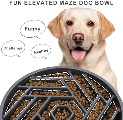 TOBYTO Slow Feeder Dog Bowls Large Medium Breed,Anti-Choking Slow Eating Dog Food Bowl,Non Slip Pet Slower Food Feeding Bowls Large Puzzle Slow Feeder Bloat Stop Maze Dog Dishes,Gray - Image 3