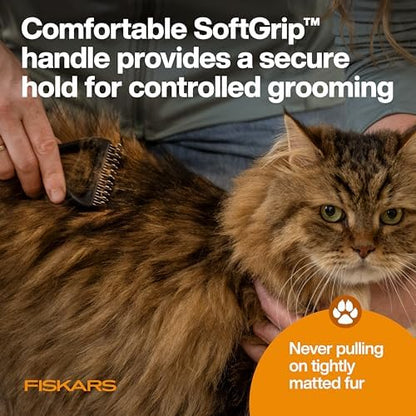 Fiskars Pet, Cat and Dog Brush, Fine Bristles & SoftGrip Handle for Gentle Grooming and Deshedding, Cat and Dog Supplies, Orange/Black - Image 5