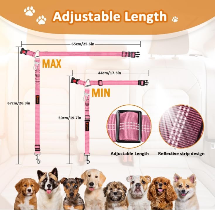 Laqibak Removable Dog Seat Belt Harness for Car, 3 in 1 Pet Seatbelt Leash - Image 7