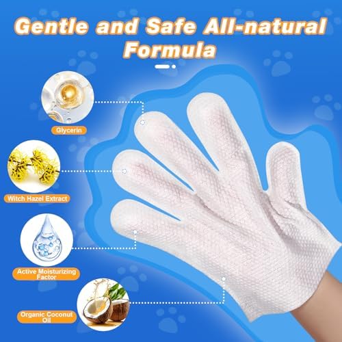 18 Pcs Pet Glove Wipes for Dogs and Cats, Deodorizing, Individually Wrapped - Image 2