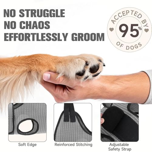 PAWCHIE Dog Grooming Hammock Harness for Dogs & Cats with Pet Nail Clipper Trimmer- Breathable Cat Hanger Sling for Trimming Clipping Nails-Dog Hammock Restraint Bag for Small Medium Large Dog,Grey XS - Image 2