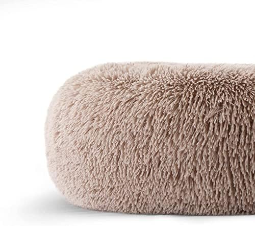 Cat Beds for Indoor Cats - Cat Bed Washable 24 inches, Dog Beds for Small Medium Dogs, Anti Anxiety Round Fluffy Plush Faux Fur Cat Bed, Thick Bottom (Light Brown, Large 24" L x 24" W) - Image 2