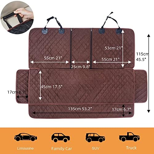 ANOSOSPECIAL Dog Car Seat Cover for Back Seat Cover for Kids,Non Stick Fur Rear Seat Protector for Pet,Nonslip Waterproof Universal Fit Interior Backseat Covers for Auto Van SUV (Large, Coffee Brown) - Image 2