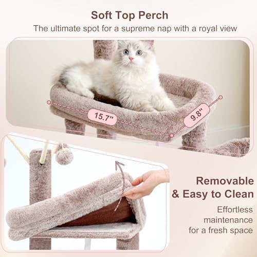 Heybly Cat Tree, 45.3" Cat Tower for Indoor Cats with Large Perch HCT202SMU - Image 4