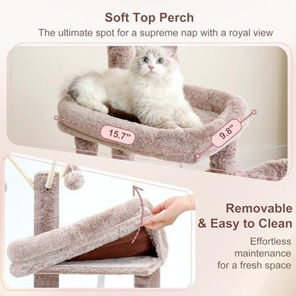 Heybly Cat Tree, 45.3" Cat Tower for Indoor Cats with Large Perch HCT202SMU - Image 4