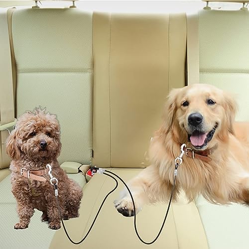 Dog Seat Belt Harness for Car,2pcs Dog Seatbelt of Coated Wire Leash Safety Restraint,No Chew Tether Cable Vehicle Dogs Accessories,Double Clips & Latch (2-in-1 Harness, 16 inch/40 CM) - Image 4