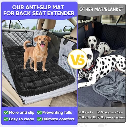Dog Car Bed Mat Non-Slip Backseat Extender Dog Bed 50" x24.6" Black - Image 3