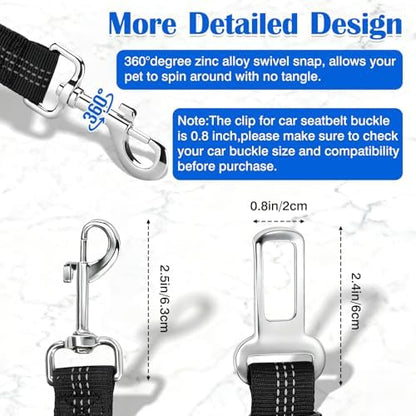 Black Adjustable Dog Car Safety Seat Belt with Elastic Cushion Leash & Anti-Tangle Metal Buckle - Image 3