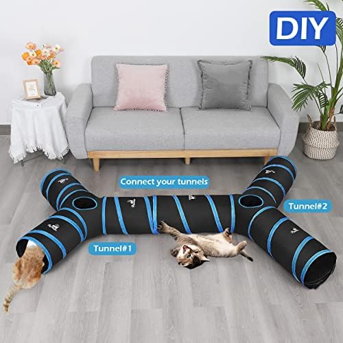 Pawaboo Cat Tunnel, Cat Tunnels for Indoor Cats, 3-Way Foldable Cats Tube - Image 3