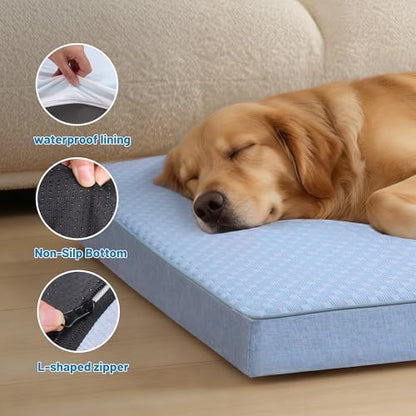Cooling Dog Bed for Large Dogs, Orthopedic Memory Foam Pet Bed for Crate with Removable Washable Cover,Ideal for Arthritic Dogs (Cooling Fabric, X-Large-41"x 29" x 4") - Image 5