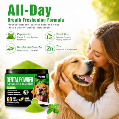 Enzymatic Dog Dental Powder, Mint Dog Teeth Cleaning Plaque Off Powder-150g - Image 2