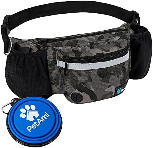 PetAmi Dog Fanny Pack, Treat Pouch for Dog Walking Training, Camo Black by PetAmi