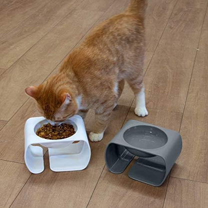 Kitty City Raised Cat Food Bowl Collection/Stress Free Pet Feeder and Waterer and Slow Feed Bowls - Image 2