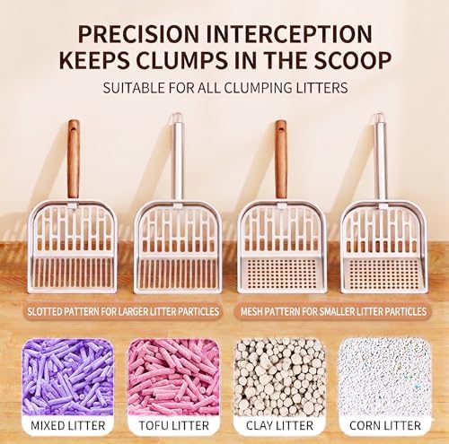 304 Stainless Steel Cat Litter Scoop with Striped Sifter, One-Piece Metal Kitty Shovel for Tofu & Mixed Litter, Rust-Proof Deep Sifter for Easy Home Maintenance - Image 3