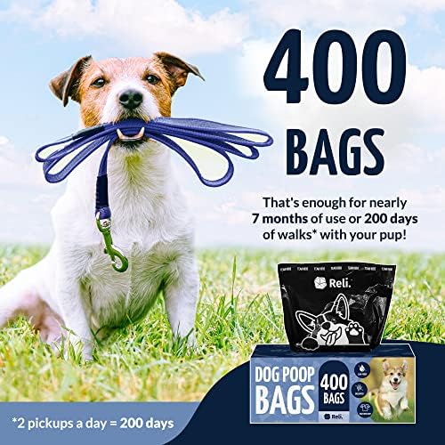 Reli. Dog Poop Bags (400 Bags - Large Single Roll) | Black, 9x13" - Image 2