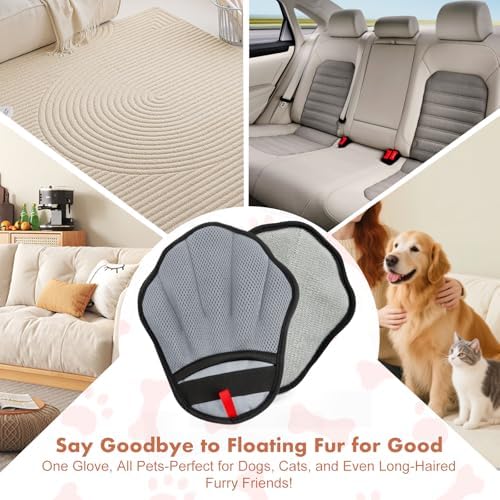 Pet Hair Removal Glove, Electrostatic Pet Hair Remover Glove for Cats & Dogs, Pet Hair Remover Tool for Laundry, Couch, Carpet, Car Seat - Upgraded Five-Finger, Reusable, Grey+Grey - Image 4