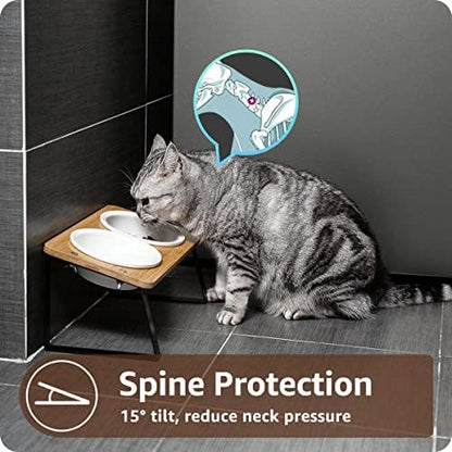 AYADA Elevated Cat Bowls Height Adjustable with Stand (Ceramic) - Image 5