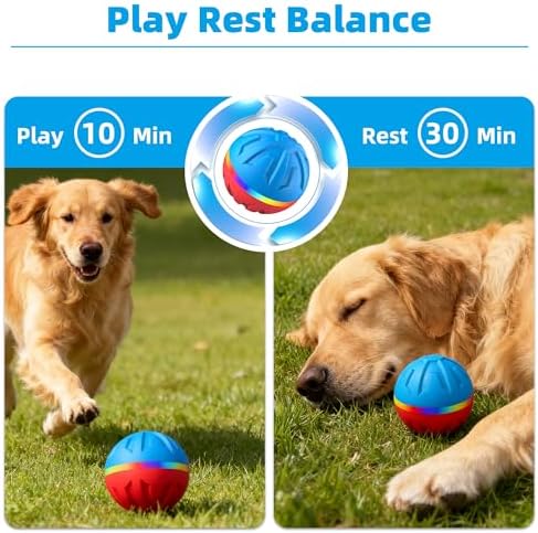 Casfuy Durable Motion Activated 2 Speed Interactive Ball Dog Toy with Remote & LED Light, Blue - Image 2