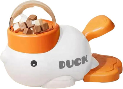 Duck-Shaped Interactive Pet Feeder - Slow Eating Puzzle Toy with Treat Dispenser for Mental Stimulation Yellow/White (White)