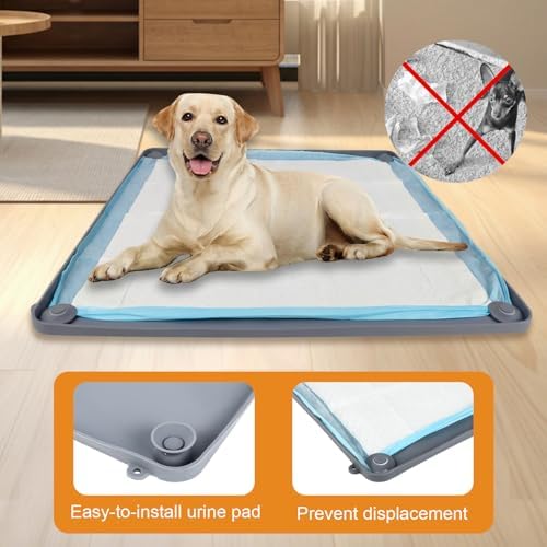 Nuanchu Pee Pad Tray Holder for Dogs, 23 x 23 Inch Silicone Dog Puppy Pad Holder with Four Fixed Points Stable Grip, Raised Edges, Quick-Wipe Dog Potty Tray for Indoor Flooring Protection - Image 6