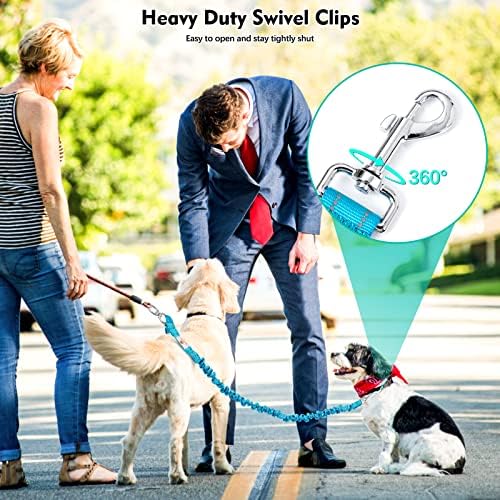 Tangle Free BungeeX2 Double Dog Leash Coupler, 360° Swivel No Tangle Dual Dog Walking & Training Leash|0-30lbs|, Comfortable Shock Absorbing Reflective Lead by Walk 2 Dogs with Ease - Image 4