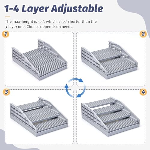 Cat Litter Box Steps, Adjustable 4-Layer, 12.5x16.5x5.5in, Grey - Image 3