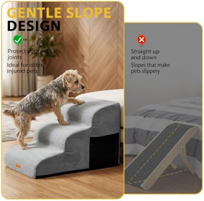 Dog Stairs for Small Dogs, 3-Step Non-Slip Foam Pet Steps for Couch Bed - Image 4