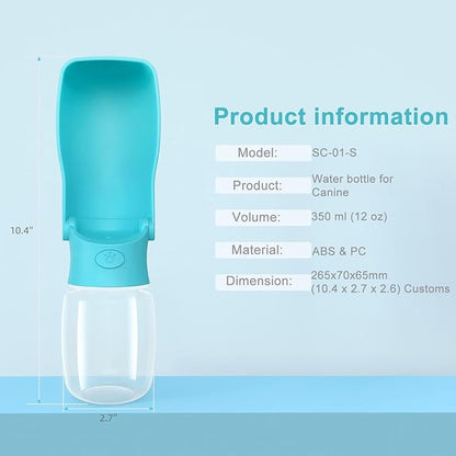 Portable Dog Small Animals Water Bottle for Walking 19 OZ or 12 OZ Pet Water Bottles for Puppy Medium Large Dogs Little Animals Water Dispenser Dog Small Animals Water Bowl