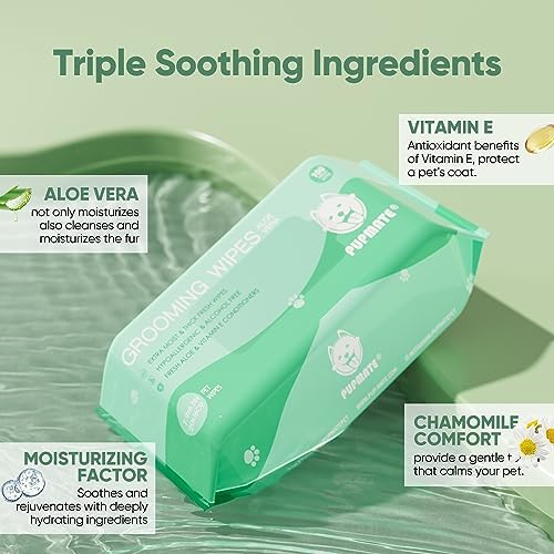 Pet Wipes for Dogs & Cats, Extra Moist & Thick Grooming Puppy Wipes with 300 Fresh Counts, Aloe Vera/Nature (3 Pack) - Image 2