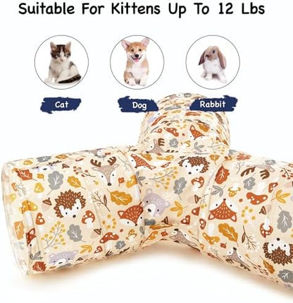 Tempcore Cat Tunnel, 3-Way Collapsible Toy for Indoor Cats, Beige Deer - Image 6