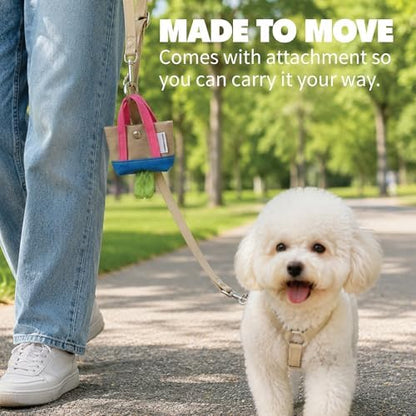 Dog Poop Bag Holder for Leash with 1 Waste Bag Roll, Canvas, Pink Handle - Image 5