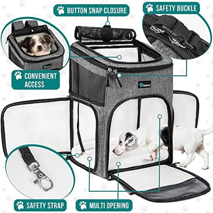 PetAmi Dog Backpack Carrier, Airline Approved 4-Way Entry Cat Bag, Gray - Image 3
